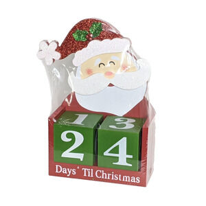 Santa Claus DAYS TIL CHRISTMAS Block Calendar Wood Large Hobby Lobby NEW